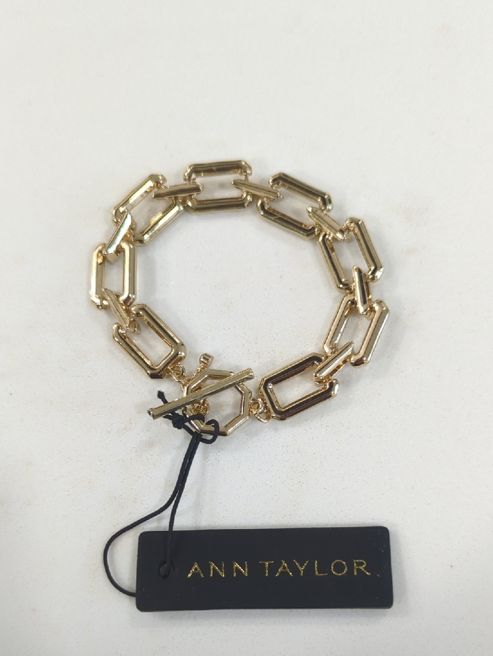 Ann Taylor Gold Rectangular Link Toggle Bracelet
